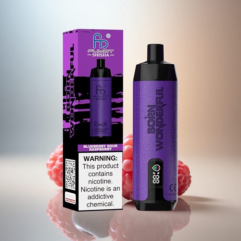 RandM Fumot Shisha 10000 Puffs Blåbär Sur Hallon med 0,5% Nikotin och 850 mAh