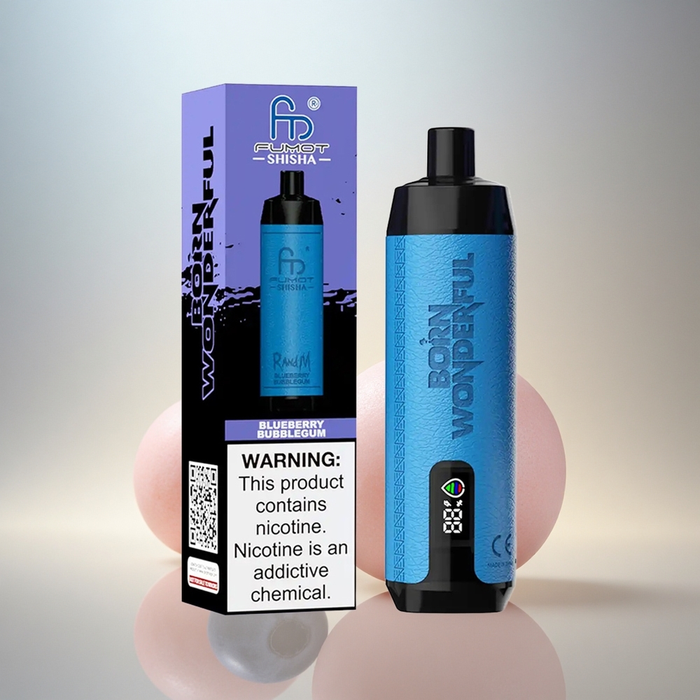 RandM Fumot Shisha 10000 Puffs Blåbärs Tuggummi 850mAh 0.5% Nikotin