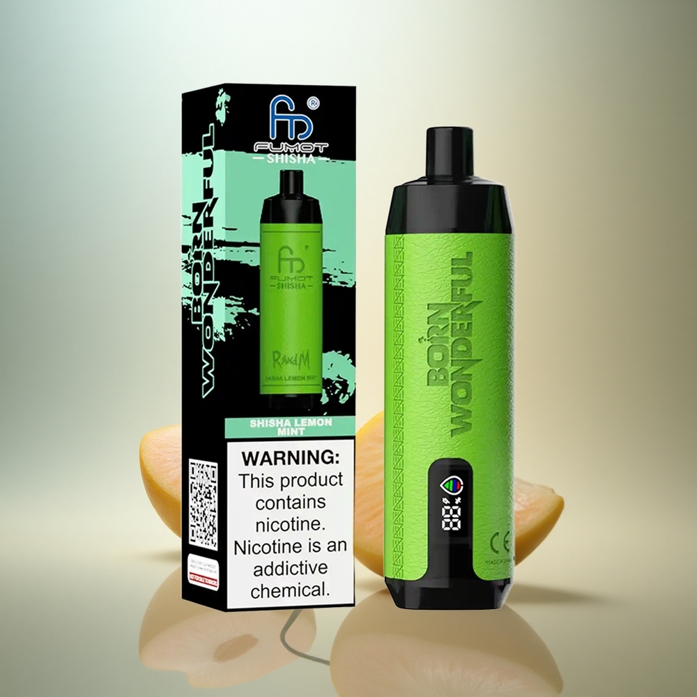 RandM Fumot Shisha 10000 Puffs Citronmynta Shisha med 18ml e-vätska och 0,5% nikotin