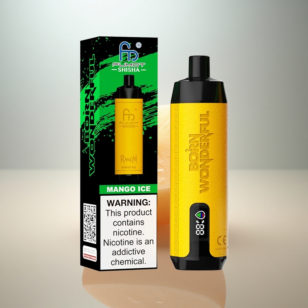 RandM Fumot Shisha 10000 Puffs Mango Is med LED-indikator och 850 mAh