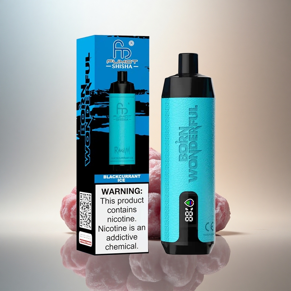 RandM Fumot Shisha 10000 Puffs Svartvinbärs Glass med 18ml och 850 mAh