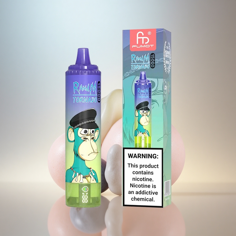 RandM Fumot Tornado 15000 Puffs Blåbubbel Tuggummi 25ml 850mAh Mesh