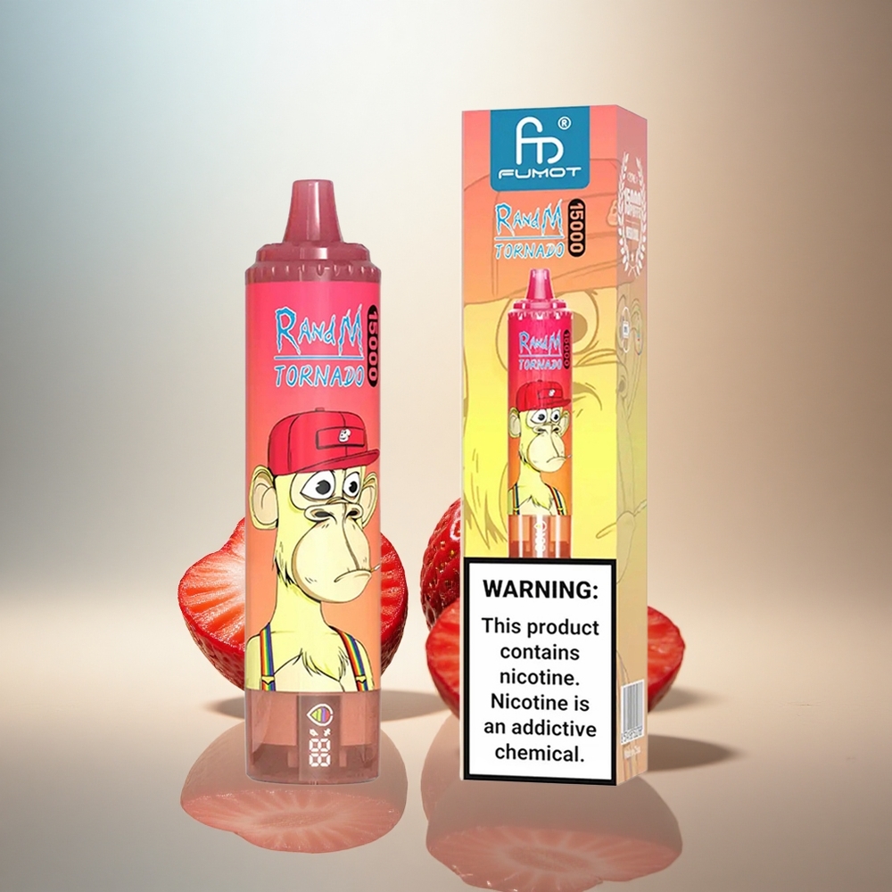 RandM Fumot Tornado 15000 Puffs Jordgubbsröd Energi 25ml Mesh 850mAh