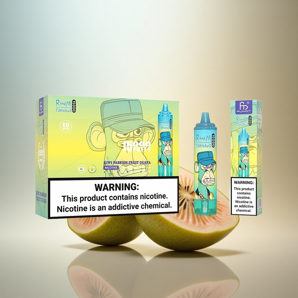 RandM Fumot Tornado 15000 Puffs Passionsfrukt Guava Kiwi 25ml Mesh Coil 850mAh