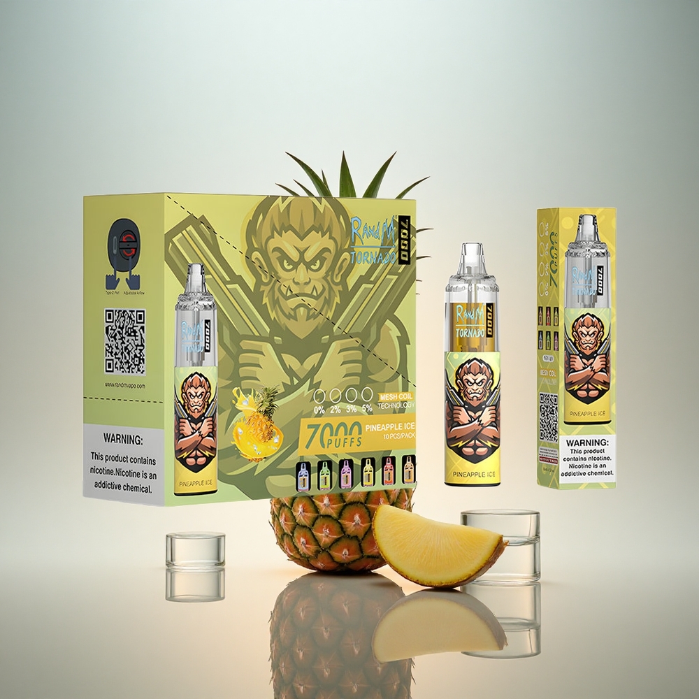 RandM Fumot Tornado 7000 Puffs Ananas Is med Mesh Coil och 850 mAh