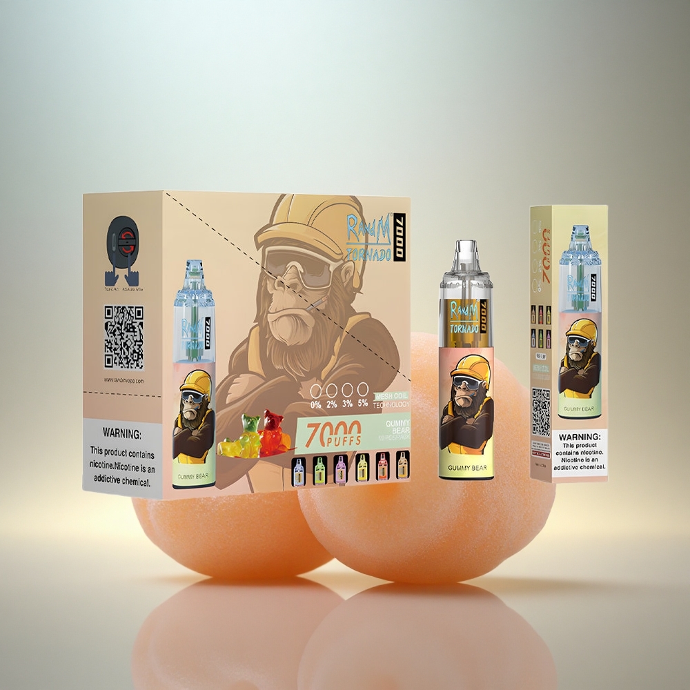 RandM Fumot Tornado 7000 Puffs Björngodis Mesh Coil 850 mAh Luftjusterbar