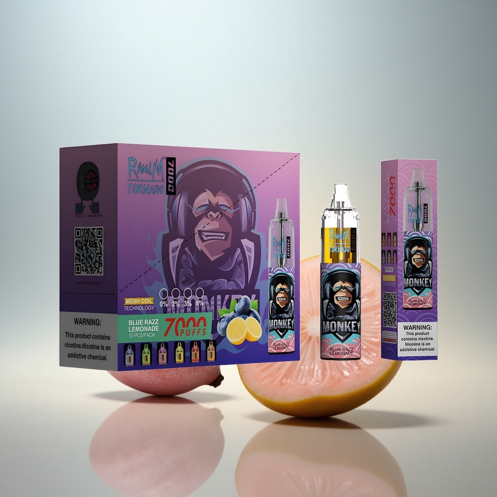 RandM Fumot Tornado 7000 Puffs Blå Hallon Lemonad med 850 mAh och 5% Nikotin