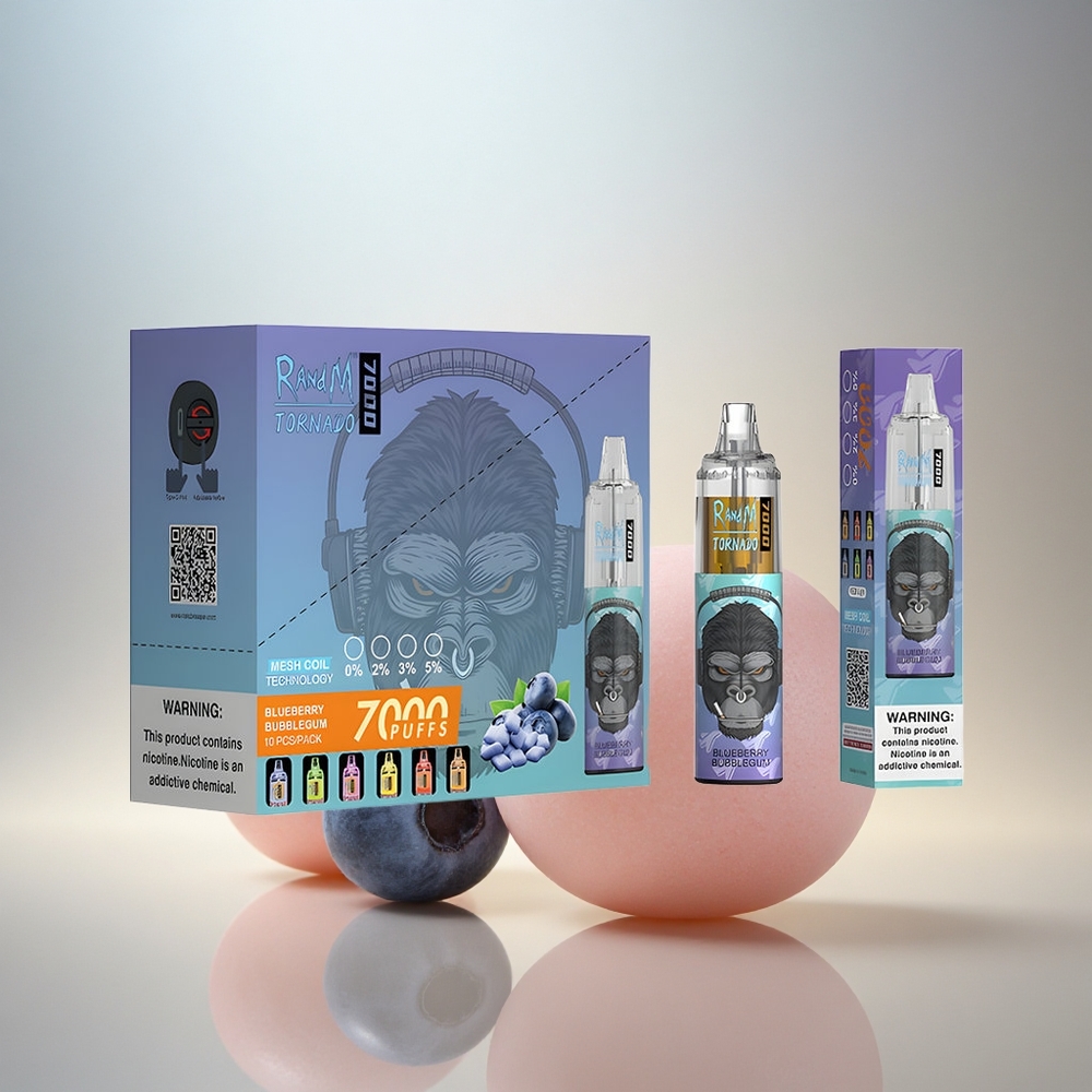 RandM Fumot Tornado 7000 Puffs Blåbubbelgum 850mAh Mesh Luftjusterbar