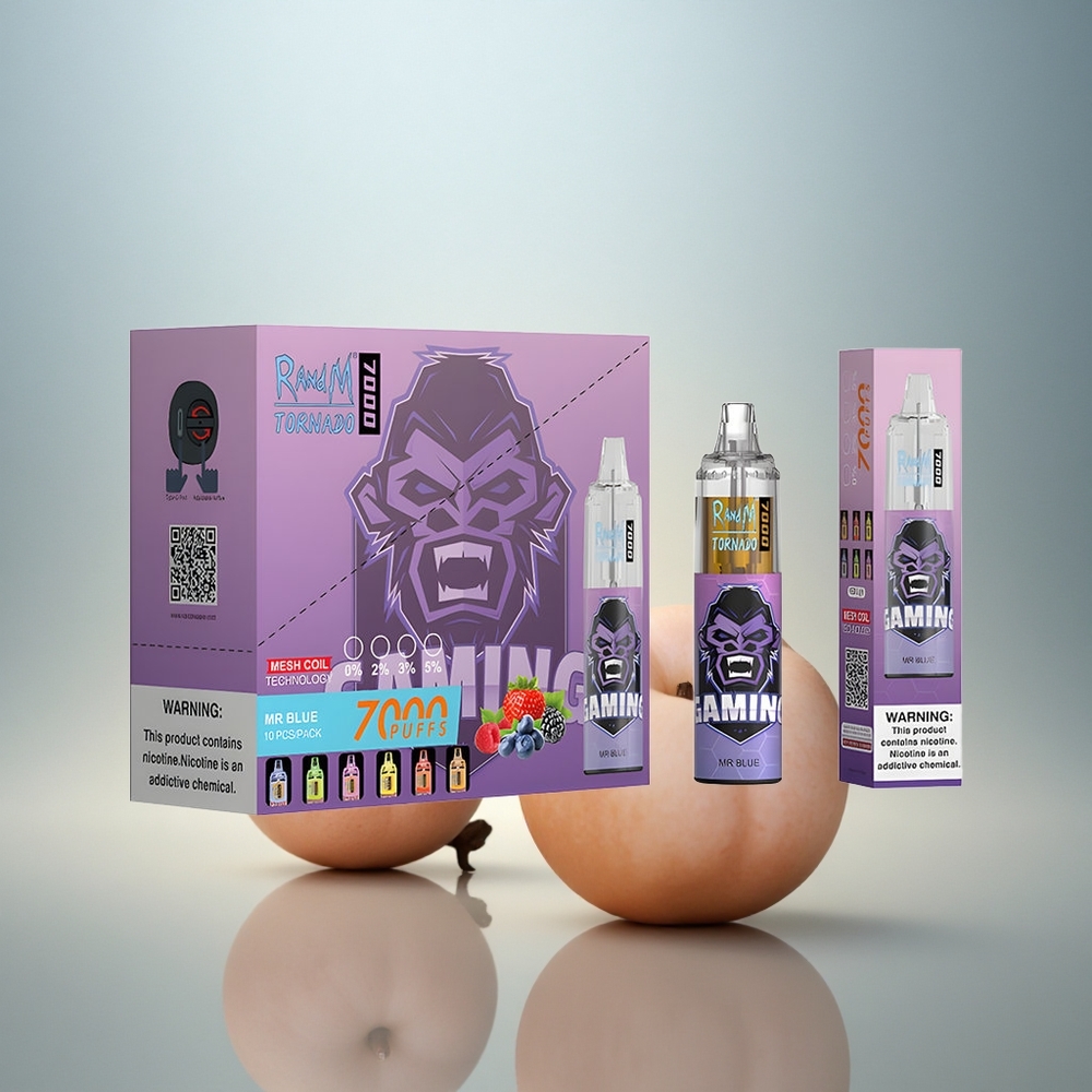 RandM Fumot Tornado 7000 Puffs Dr. Blå 14 ML E-vätska 850 mAh Luftjusterbar