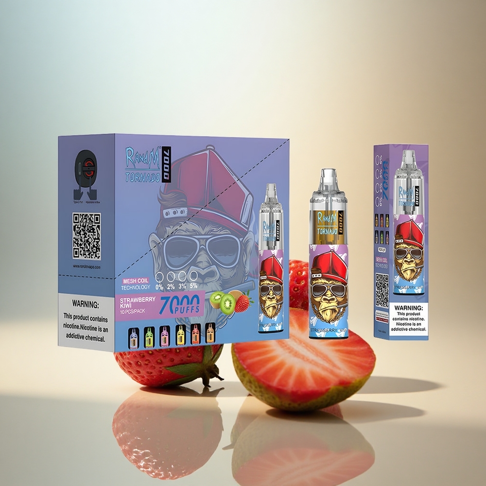 RandM Fumot Tornado 7000 Puffs Jordgubb Kiwi 850 mAh Mesh Luftjusterbar