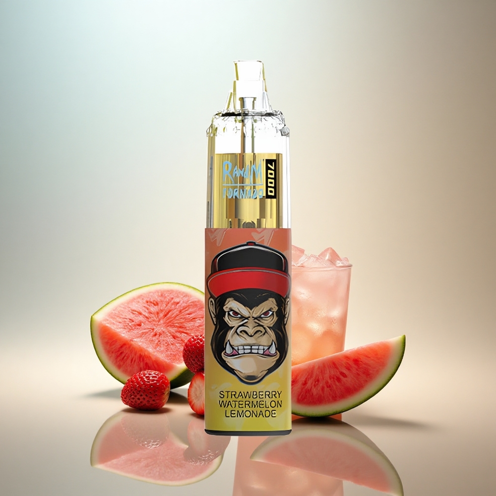 RandM Fumot Tornado 7000 Puffs Jordgubb Vattenmelon Lemonade med Mesh Coil och 5% Nikotin