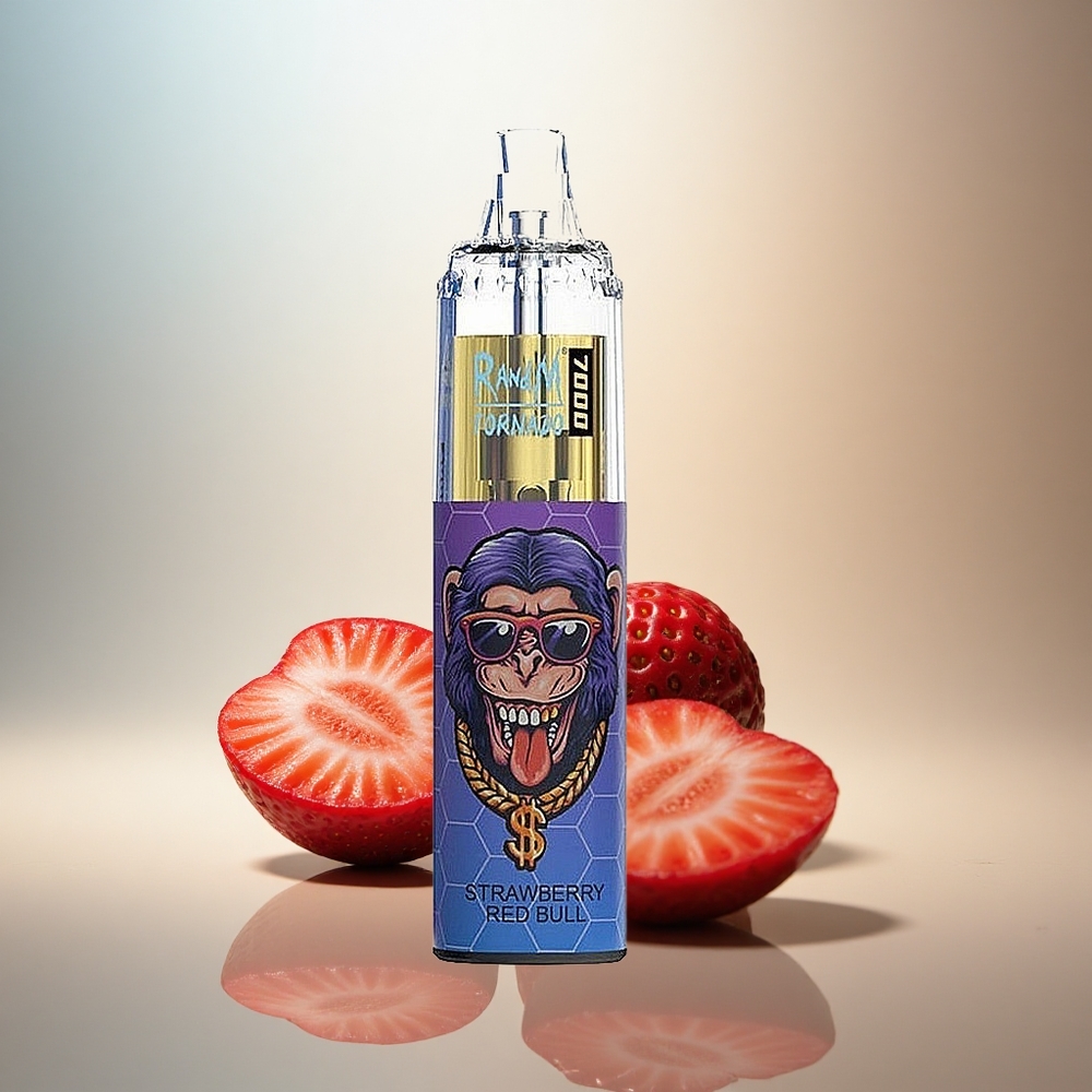 RandM Fumot Tornado 7000 Puffs Jordgubbsröda Batteri 850mAh Mesh Coil