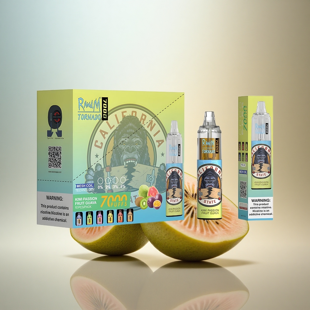 RandM Fumot Tornado 7000 Puffs Kiwi Passionfrukt Guava 850 mAh Mesh Coil 5% Nicotin