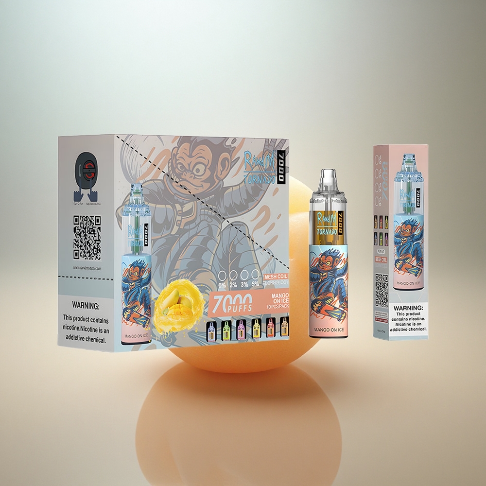 RandM Fumot Tornado 7000 Puffs Mango På Is med Mesh Coil och 5% Nikotin