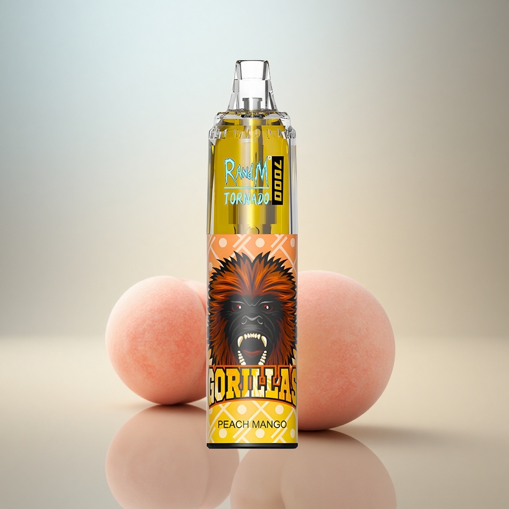RandM Fumot Tornado 7000 Puffs Persika Mango 850mAh Mesh Luftjusterbar