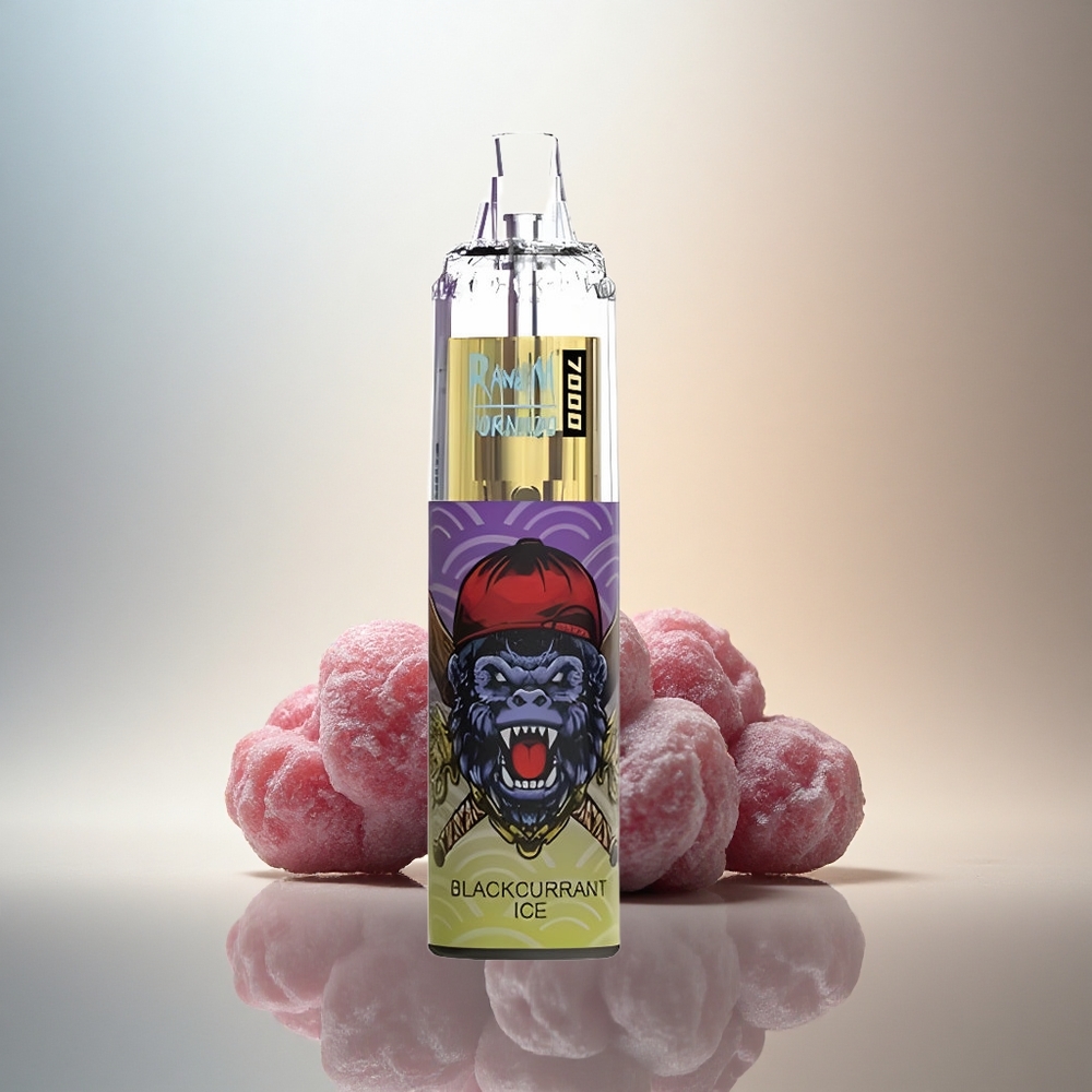 RandM Fumot Tornado 7000 Puffs Svartvinbärsglass Med Mesh Coil & Typ-C