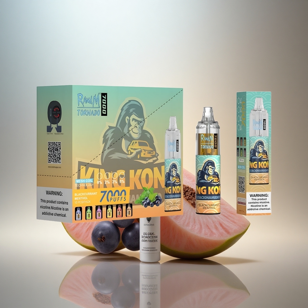 RandM Fumot Tornado 7000 Puffs Svartvinbärsmenthol med 850 mAh och justerbar luftflöde