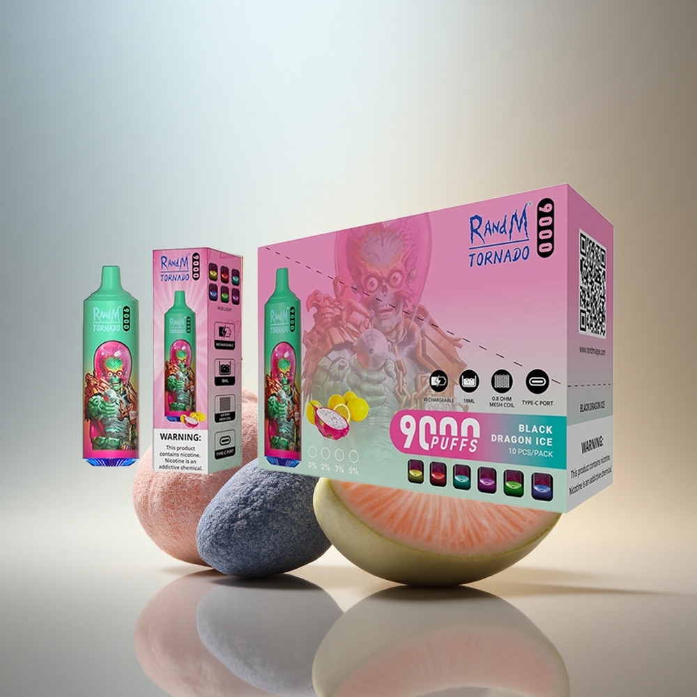 RandM Fumot Tornado 9000 Puffs Blå Hallon Kush med 18 mL Vätska & 850 mAh