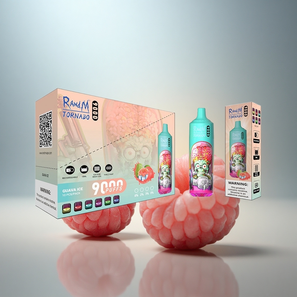 RandM Fumot Tornado 9000 Puffs Blå Sur Hallon Med 850 mAh Och Mesh Coil
