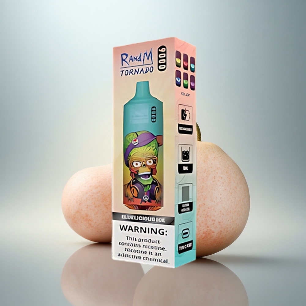 RandM Fumot Tornado 9000 Puffs Blådelikat Is med 18 mL och Mesh Coil