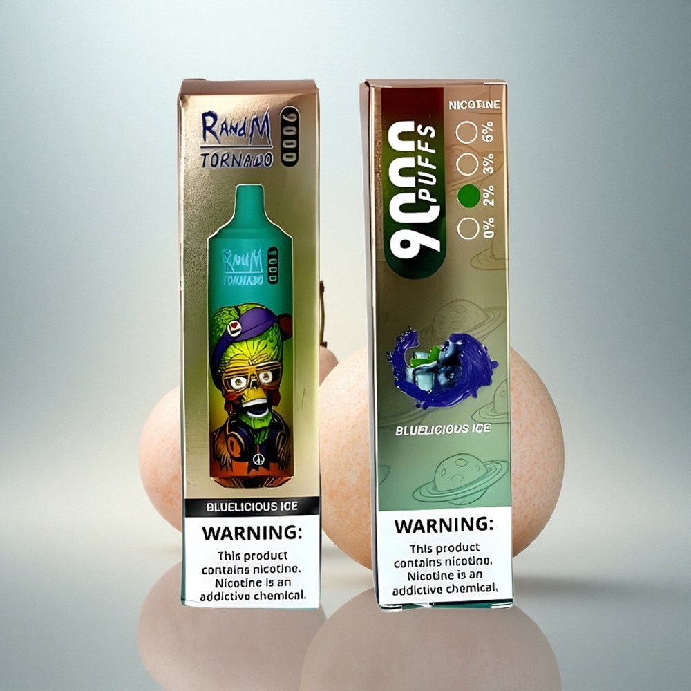 RandM Fumot Tornado 9000 Puffs Blådelikat Is med 18 mL och Mesh Coil