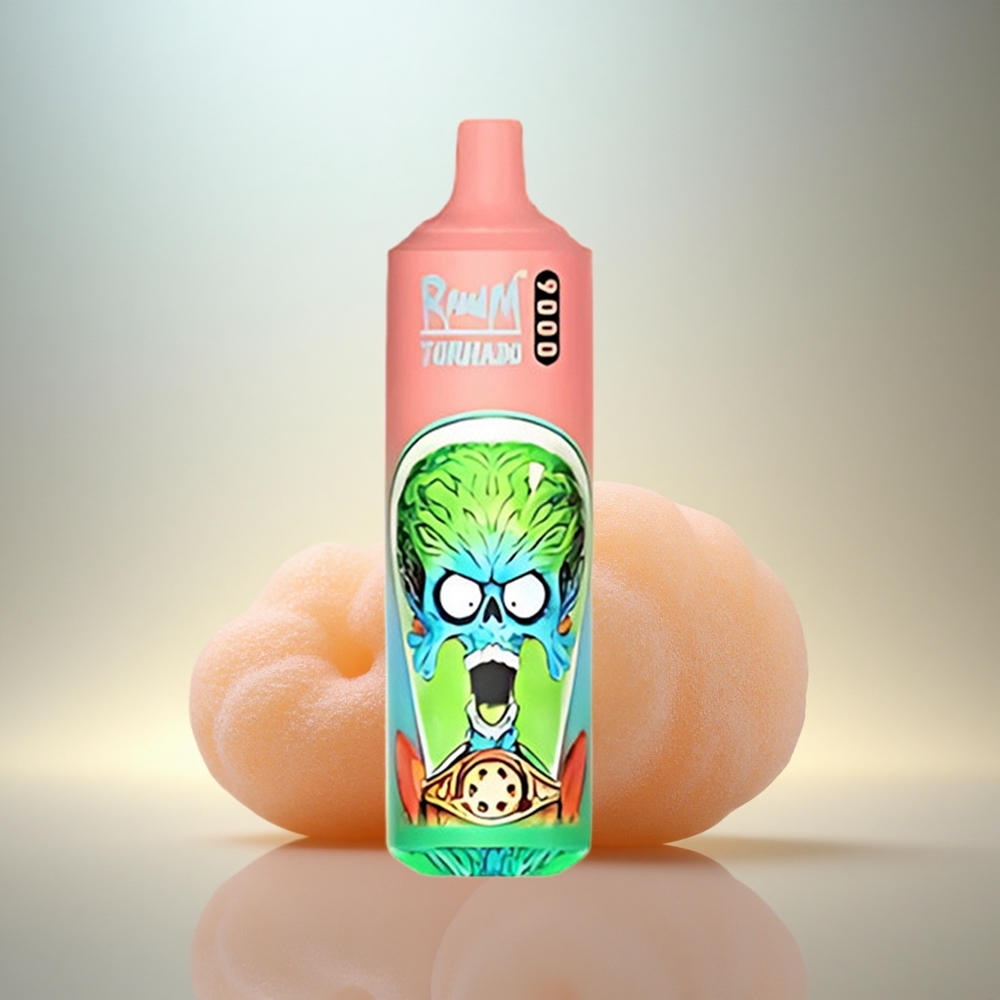 RandM Fumot Tornado 9000 Puffs Gummy Björn 850 mAh 18 mL Mesh Coil