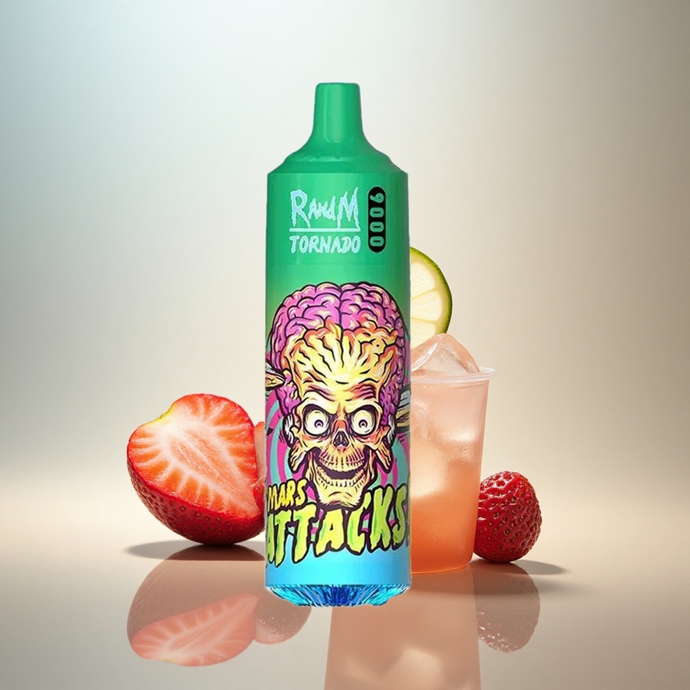 RandM Fumot Tornado 9000 Puffs Jordgubb Citronad med 850 mAh & 18 mL Mesh Coil