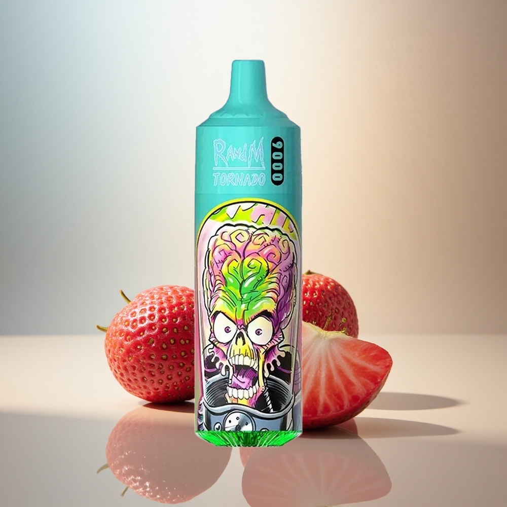 RandM Fumot Tornado 9000 Puffs Jordgubb Granat 18 mL Mesh Coil 850 mAh