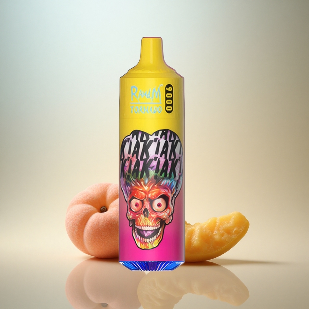 RandM Fumot Tornado 9000 Puffs Peachy Mango Ananas Med 18 mL Mesh Coil och 850 mAh