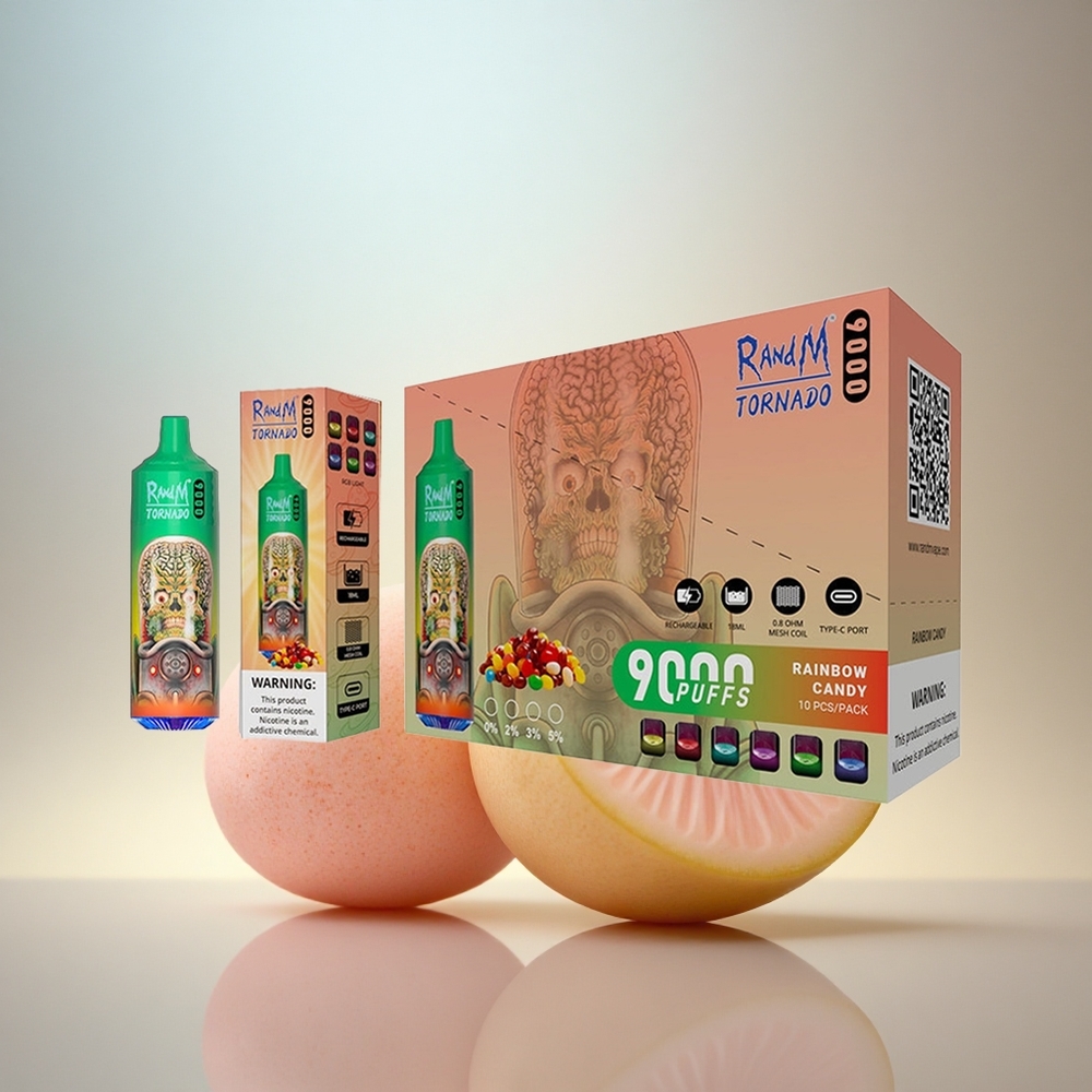 RandM Fumot Tornado 9000 Puffs Regnbågsgodis 850 mAh 18 mL Mesh