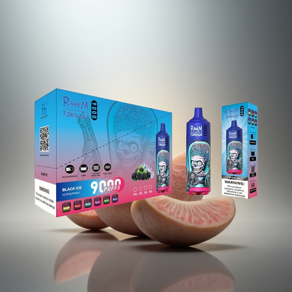 RandM Fumot Tornado 9000 Puffs Svart Is Mesh 18mL RGB