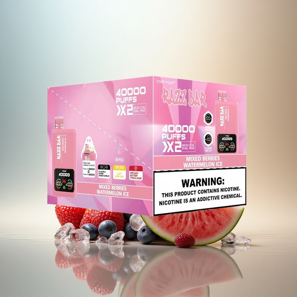 Razz Bar 40000 Puffs Blandade Bär - Vattenmelon Is med 650 mAh och 2% nikotin