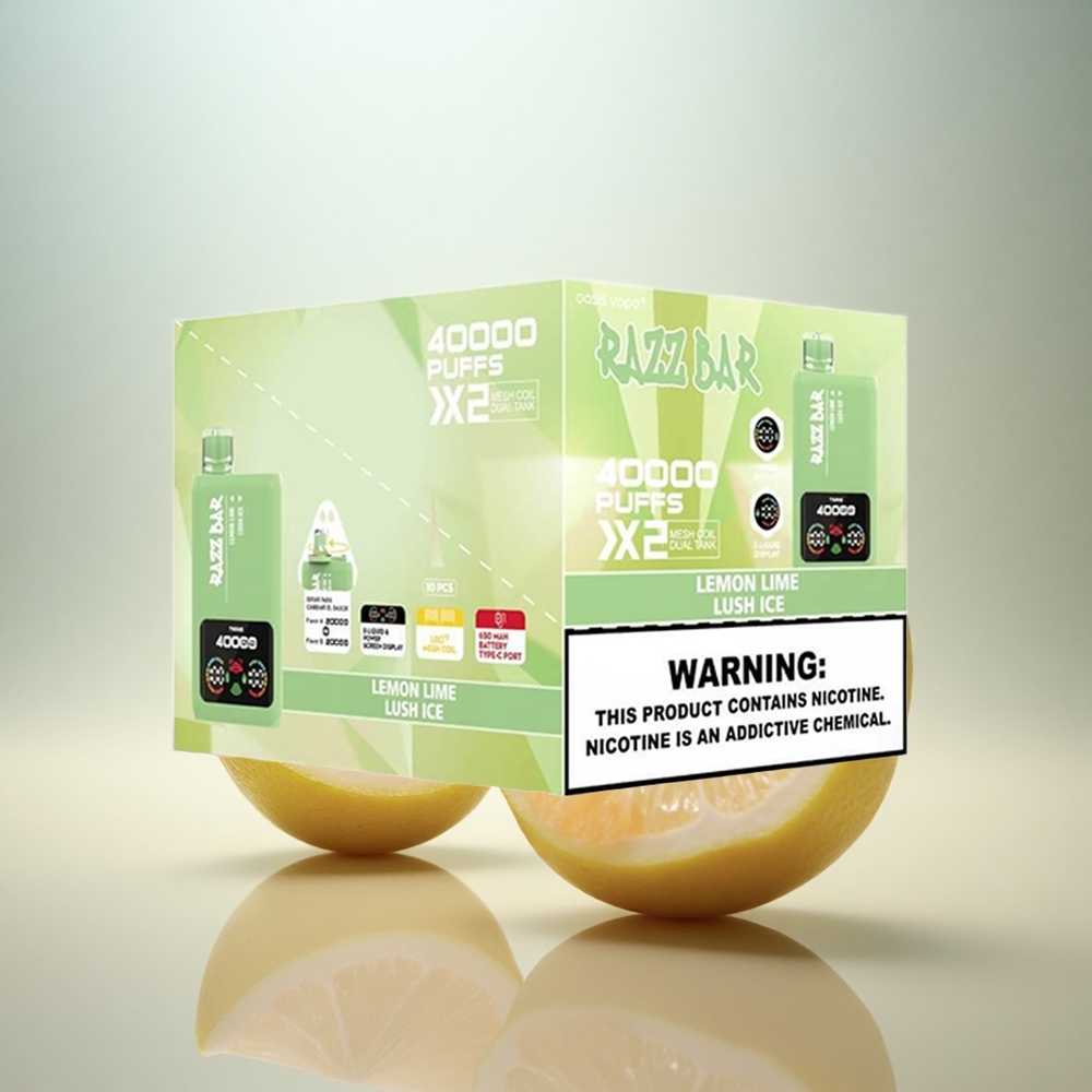 Razz Bar 40000 Puffs Citron Lime - Friskt Is med 650 mAh och 2% nikotin