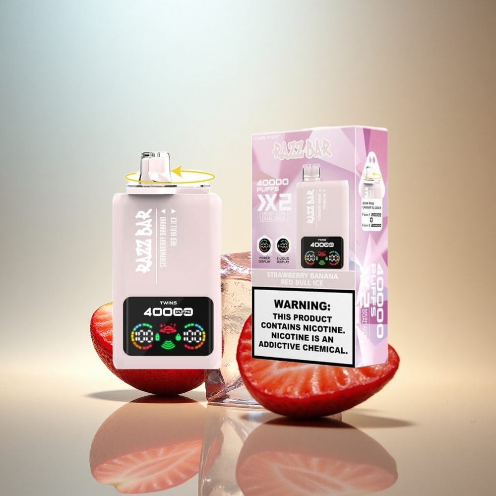 Razz Bar 40000 Puffs Jordgubb Banan - Red Bull Is med Mesh Coil 1.0Ohm och 650 mAh