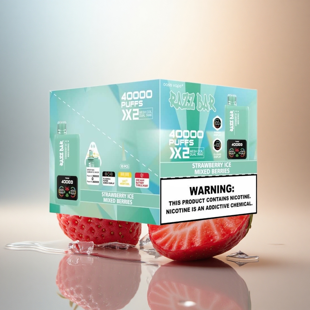 Razz Bar 40000 Puffs Jordgubb Is - Blandade Bär Nicotine 5% 650 mAh Mesh Coil