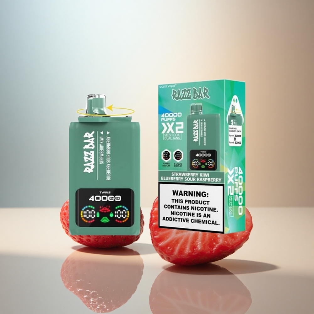 Razz Bar 40000 Puffs Jordgubb Kiwi - Blåbär Sur Hallon med 650 mAh och 2%,5% Nikotin