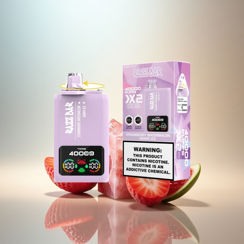 Razz Bar 40000 Puffs Jordgubb Vattenmelon - Druvis Glass med 650 mAh och 5% Nikotin