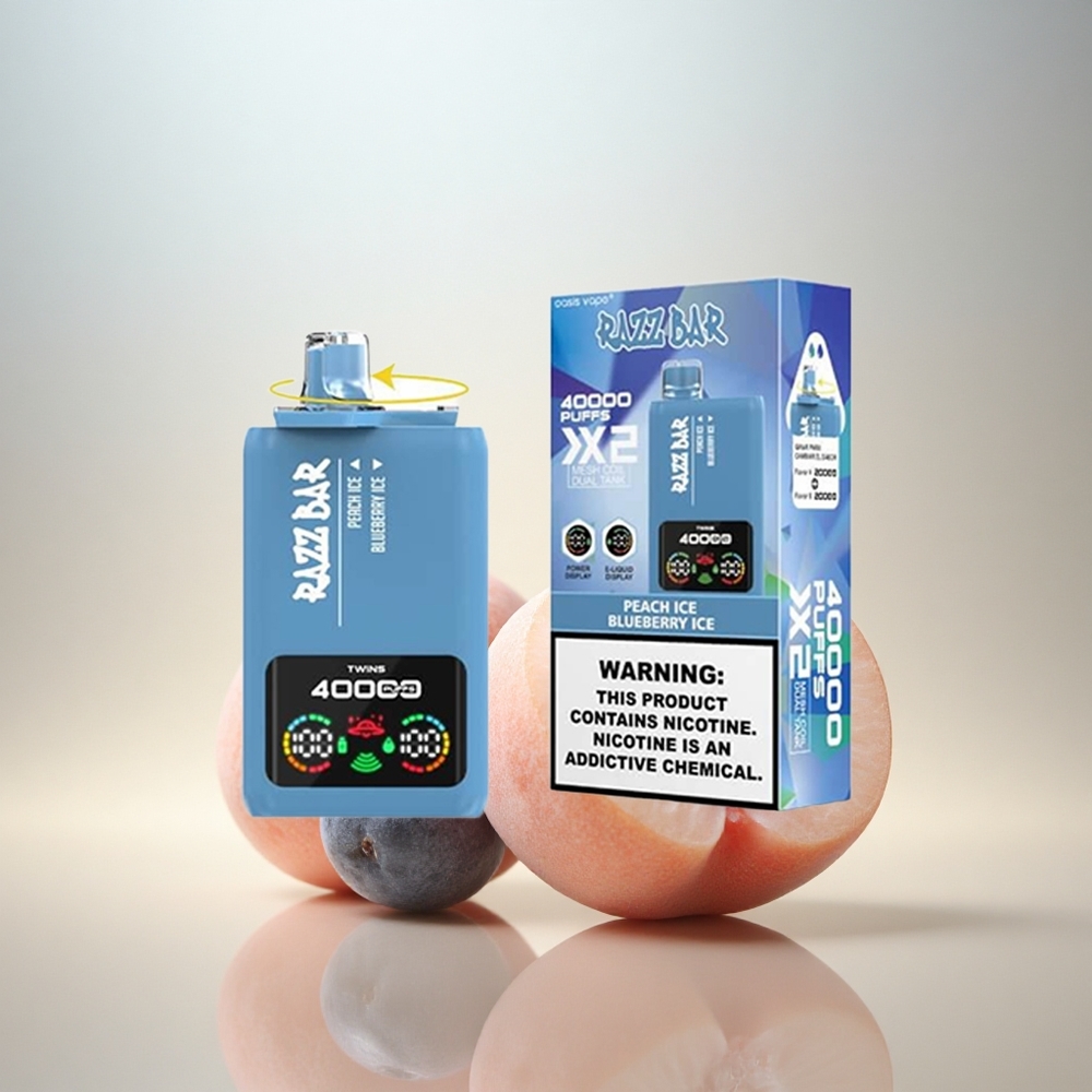 Razz Bar 40000 Puffs Persika Is - Blåbär Is Med 650 mAh Batteri