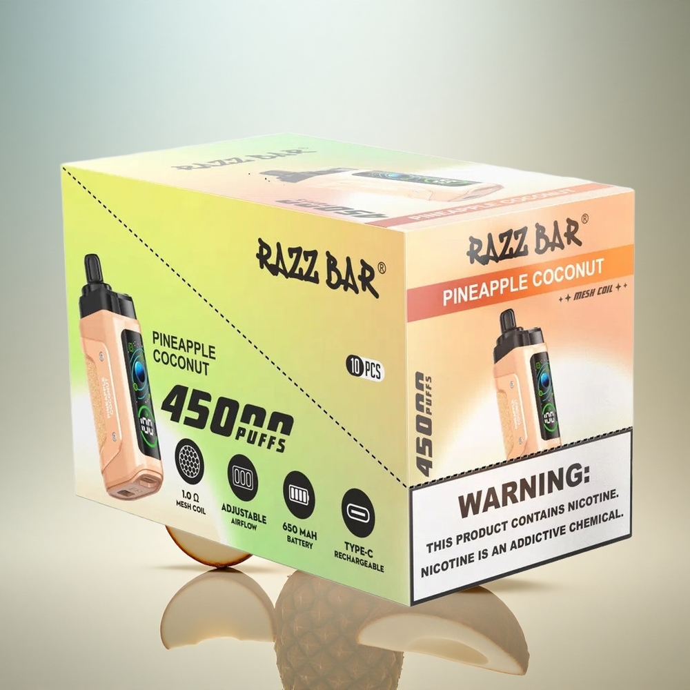 Razz Bar 45000 Puffs Ananas Kokos med Justerbar Luftflöde och Type-C-laddning