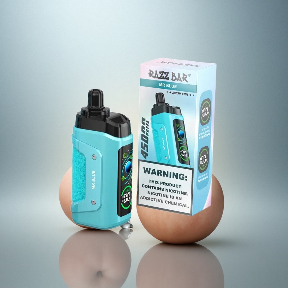 Razz Bar 45000 Puffs Herr Blå Typ-C Laddbar 650 mAh Justerbar Luftflöde