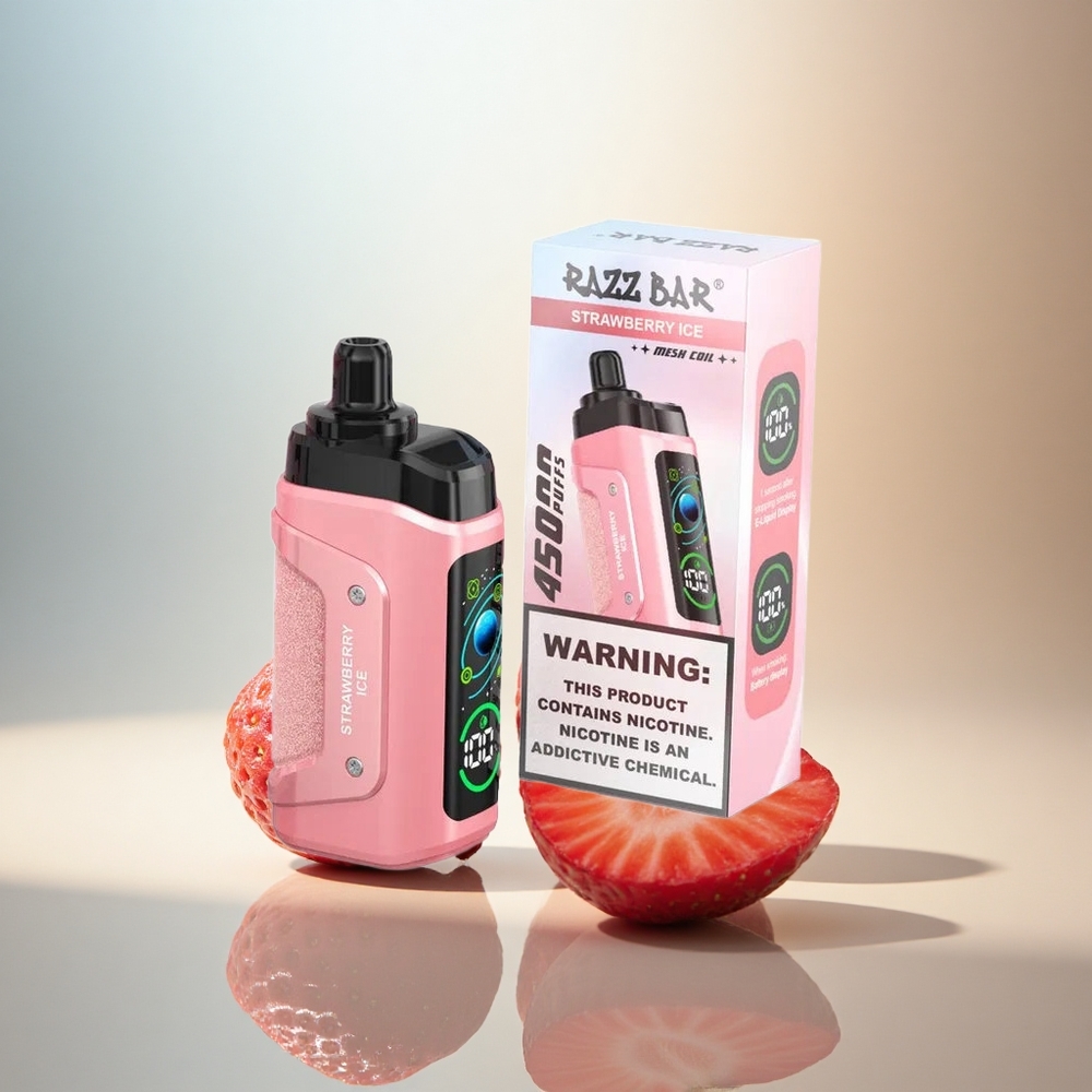 Razz Bar 45000 Puffs Jordgubb Glass med 20 mg/ml Nikotin och 650 mAh Batteri