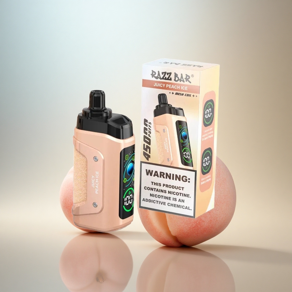 Razz Bar 45000 Puffs Saftig Persika Is med Justerbar Luftflöde och 650 mAh