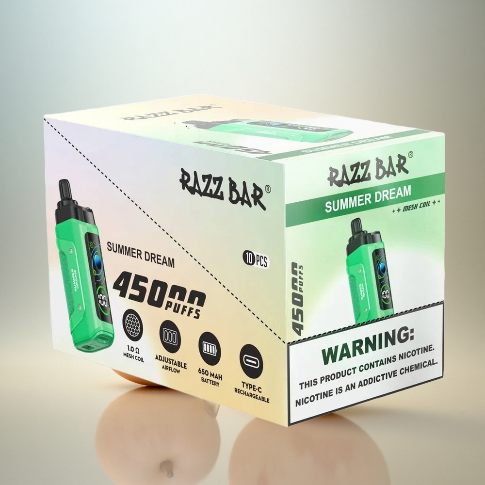 Razz Bar 45000 Puffs Sommardröm med Justerbar Luftflöde och Typ-C Laddning