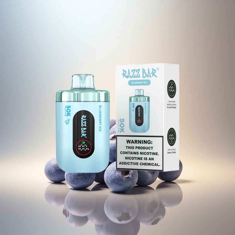 Razz Bar 50K Puffs Blåbärsis med 650 mAh och 2% nikotin