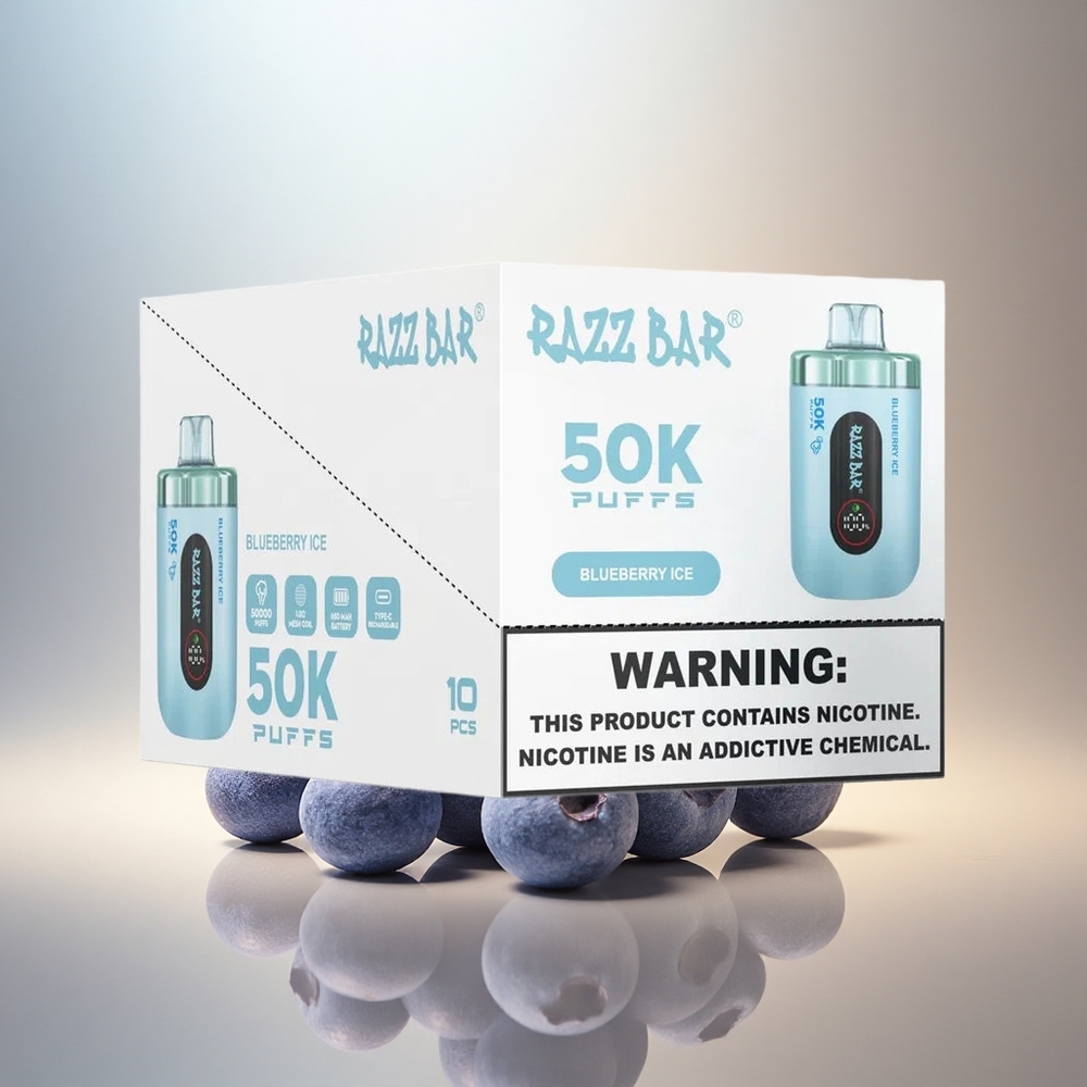 Razz Bar 50K Puffs Blåbärsis med 650 mAh och 2% nikotin