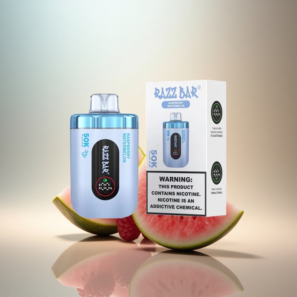 Razz Bar 50K Puffs Hallon Vattenmelon Typ-C 650 mAh 2% Nikotin