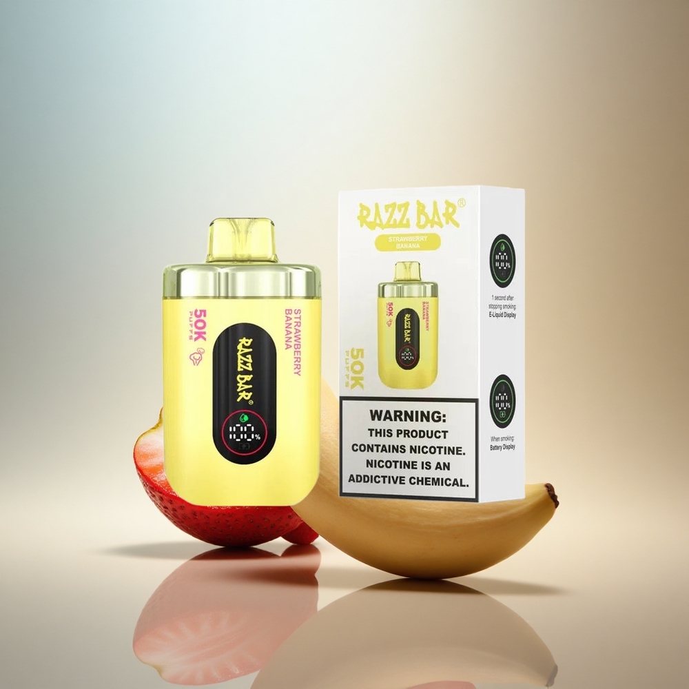 Razz Bar 50K Puffs Jordgubb Banan Mesh Coil 650mAh 2% Nikotin