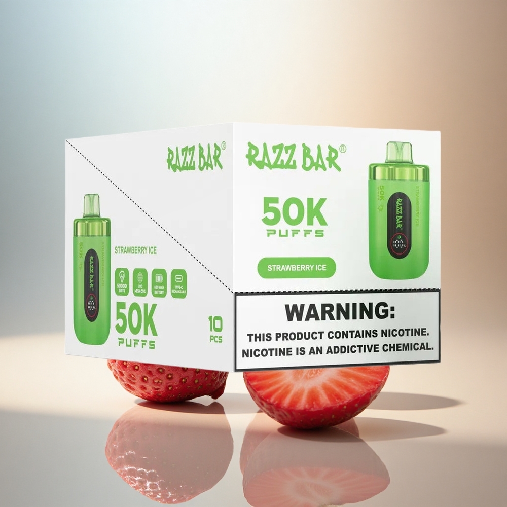 Razz Bar 50K Puffs Jordgubb Glass 650 mAh 2% Nikotin