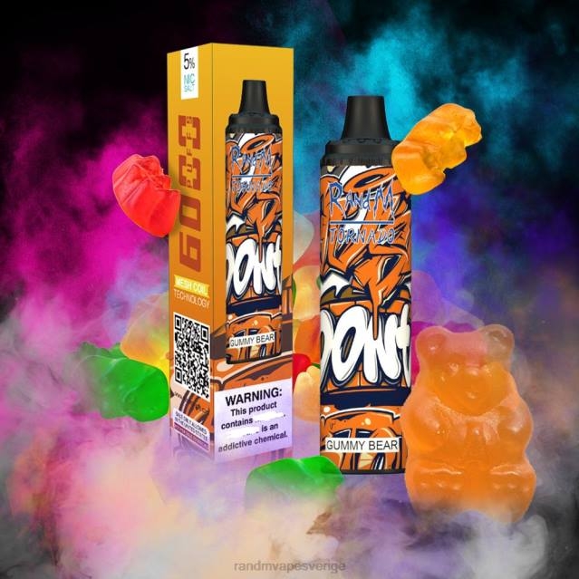 2V0J281 RandM Tornado 6000 luftflödeskontroll vape pod enhet 1st RandM vape Sverige gummibjörn