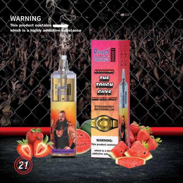 2V0J108 RandM Tornado 10000 luftflödeskontroll vape enhet 1st RandM vapes wholesale jordgubbsvattenmelon